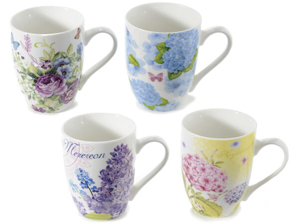 Tazza floreale in porcellana in confezione regalo Ø 8 cm x 10 H Capacità: 310 ml - Confezione: 17 x 8 x 18,5 H